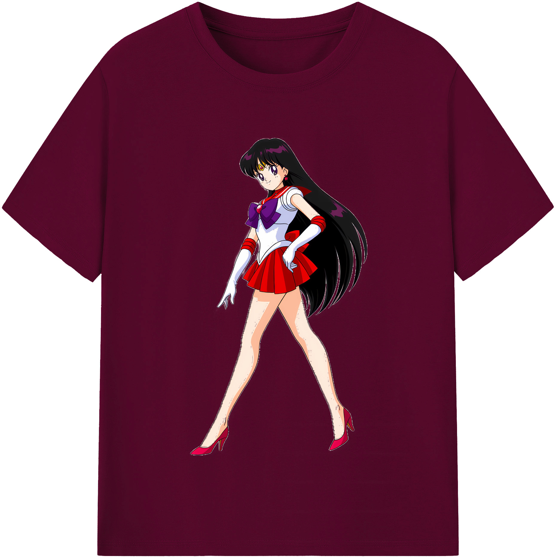 （画像用） 美少女戦士セーラームーン 火野レイ ひの レイ Sailor Moon Hino Rei （セーラーマーズ,Sailor Mars） レディースカジュアルプリントTシャツ（綿100％）